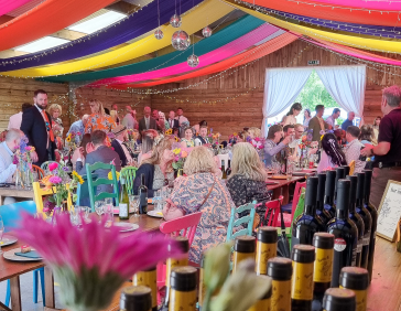 Clare and Scott's colourful wedding.
