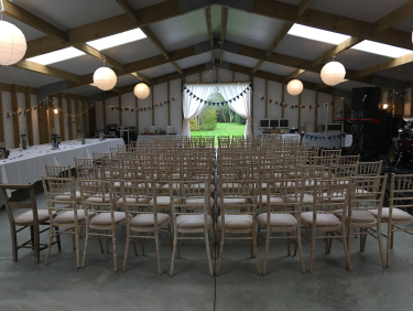 Ceremony seating- here there were 100 guests in the barn