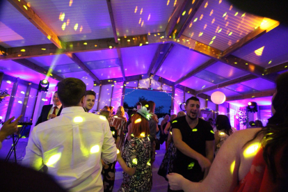 A large glitter ball and lighting created a colourful evening for dancing